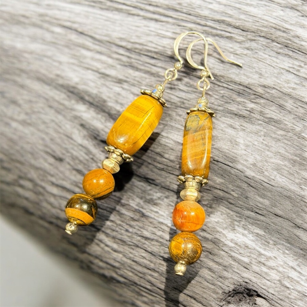 Handcrafted tigers eye earrings - Picture 8 of 8